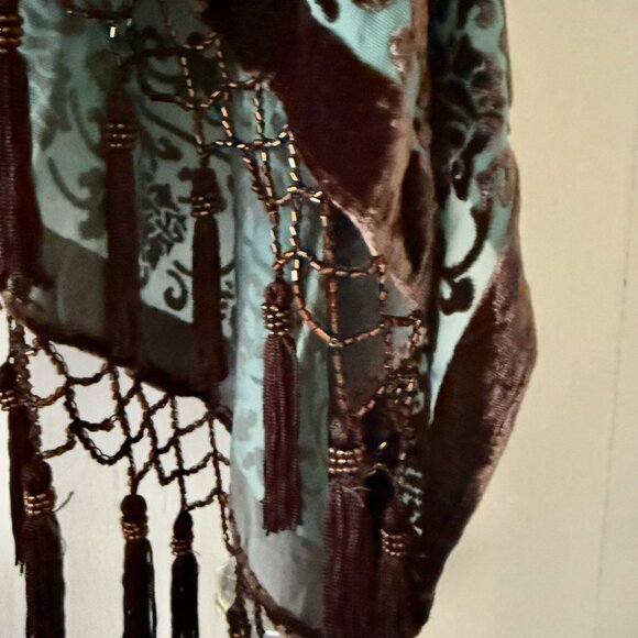 Free People Kite and Butterfly Hand Beaded Velvet Burnout Kimono Cardigan - Picture 9 of 12